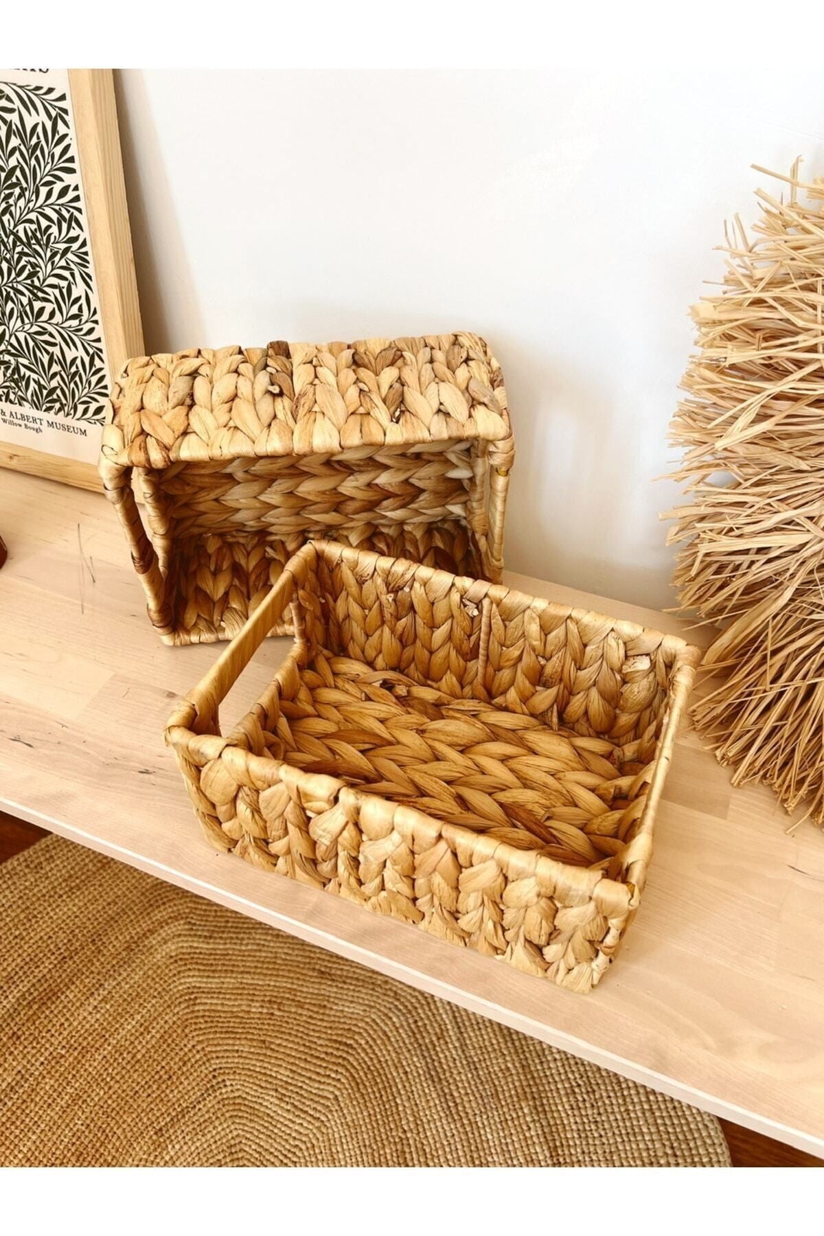 Hasır Dikdörtgen Su Sümbülü Çok Amaçlı Düzenleyici/Sepet/Organizer