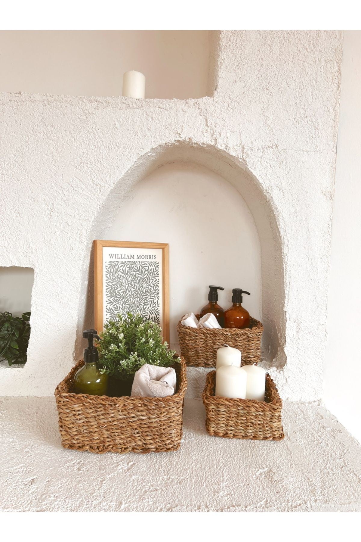 Hasır 3Lü Kare Düzenleyici/Sepet/Organizer