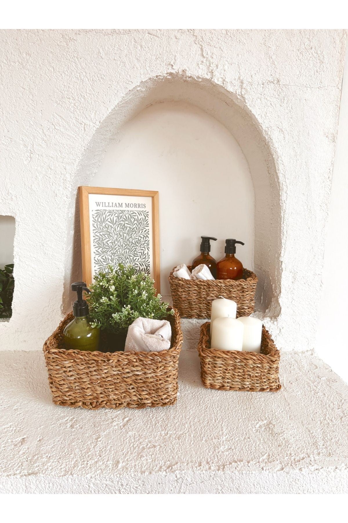 Hasır 3Lü Kare Düzenleyici/Sepet/Organizer