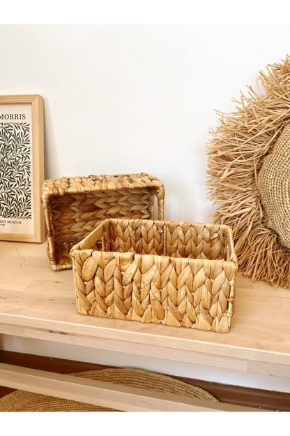 Hasır Dikdörtgen Su Sümbülü Çok Amaçlı Düzenleyici/Sepet/Organizer