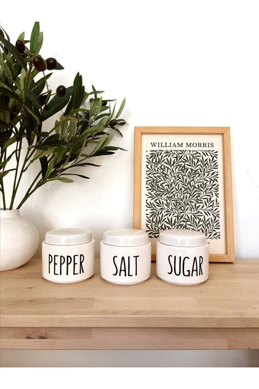 3lü Porselen 350ml Salt/pepper/sugar Kavanoz Seti