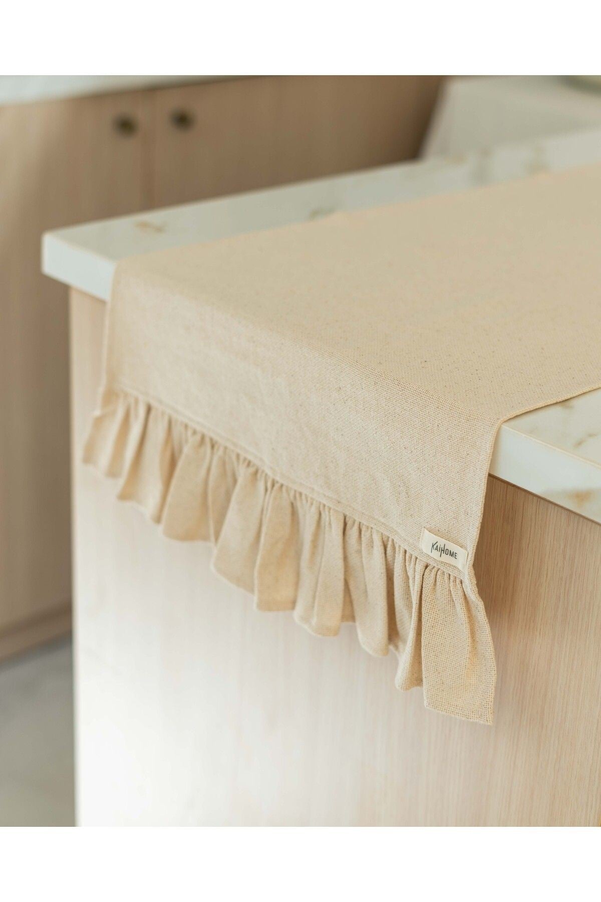 Pamuklu Ham Keten Fırfırlı Runner 50x150cm