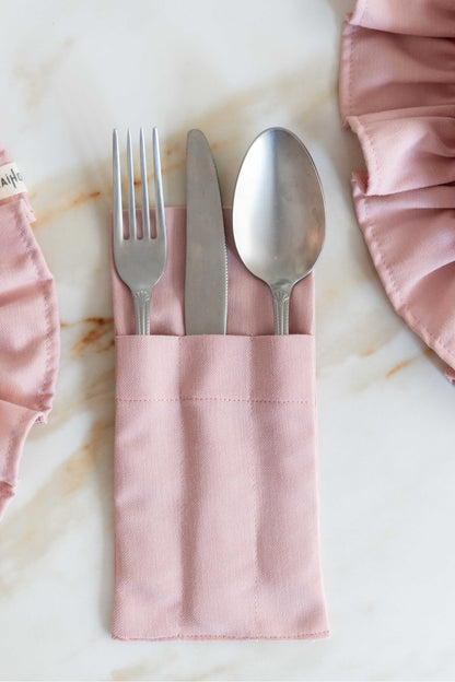 2li %100 Dak Keten 3 Bölmeli Kaşıklık / Çatal-Kaşık-Bıçak Kılıfı