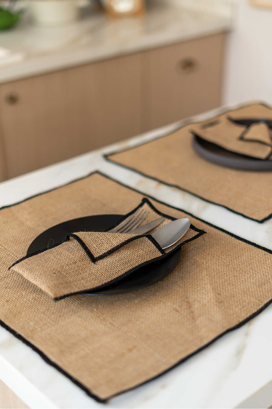 2Li Jüt Kumaş Siyah Detaylı Amerikan Servis / Supla