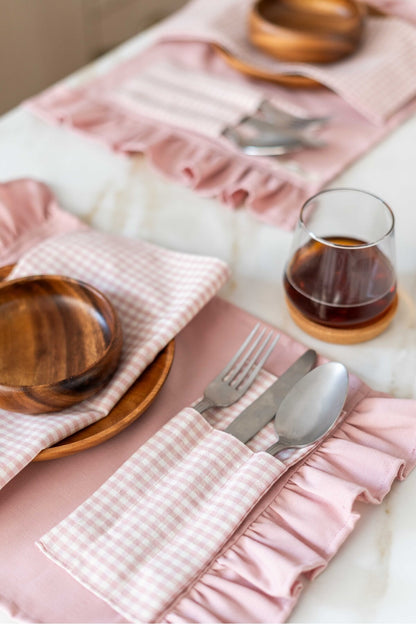 2li %100 Dak Keten 3 Bölmeli Kaşıklık / Çatal-Kaşık-Bıçak Kılıfı