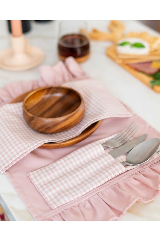 2li %100 Dak Keten 3 Bölmeli Kaşıklık / Çatal-Kaşık-Bıçak Kılıfı