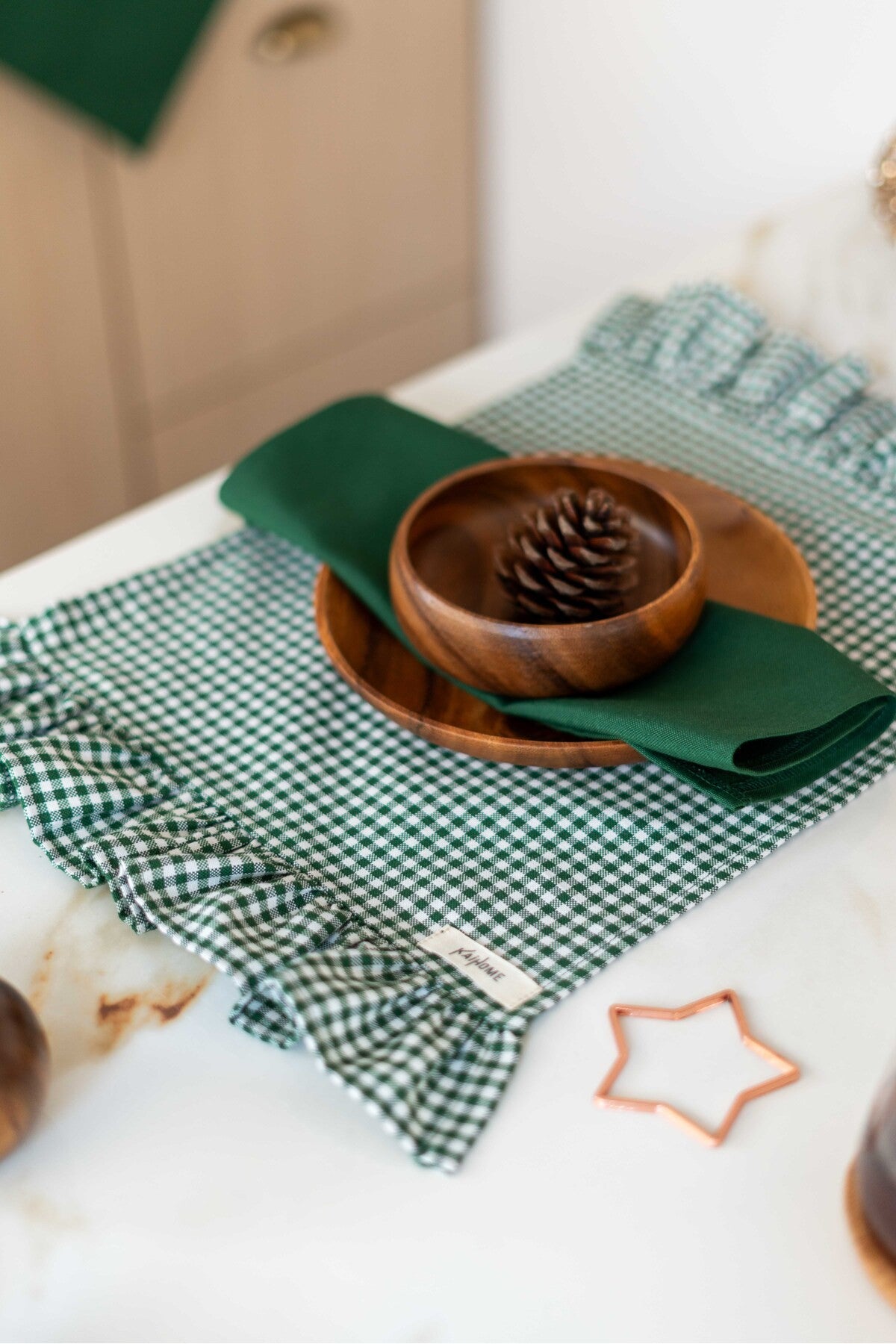 2Li %100 Keten Kumaş Yeşil  Peçete