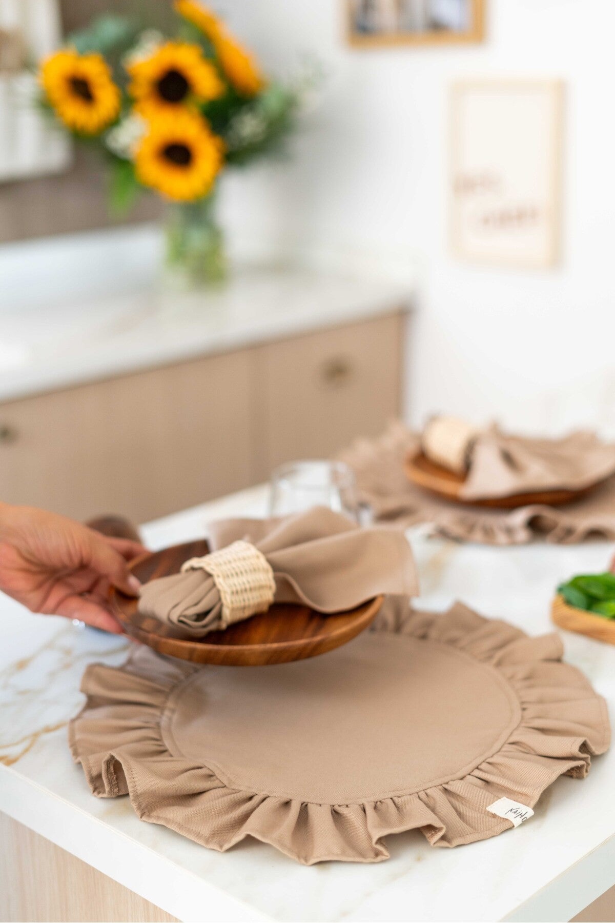 2Li %100 Keten Kumaş Kahverengi Peçete