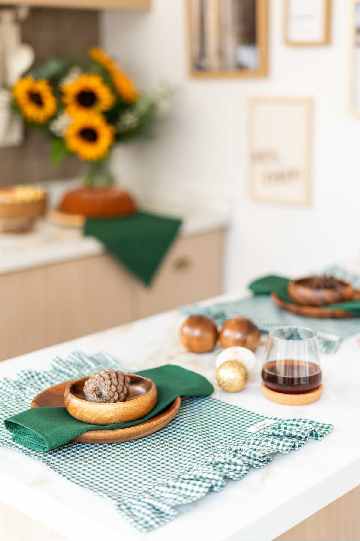 2Li %100 Keten Kumaş Yeşil  Peçete