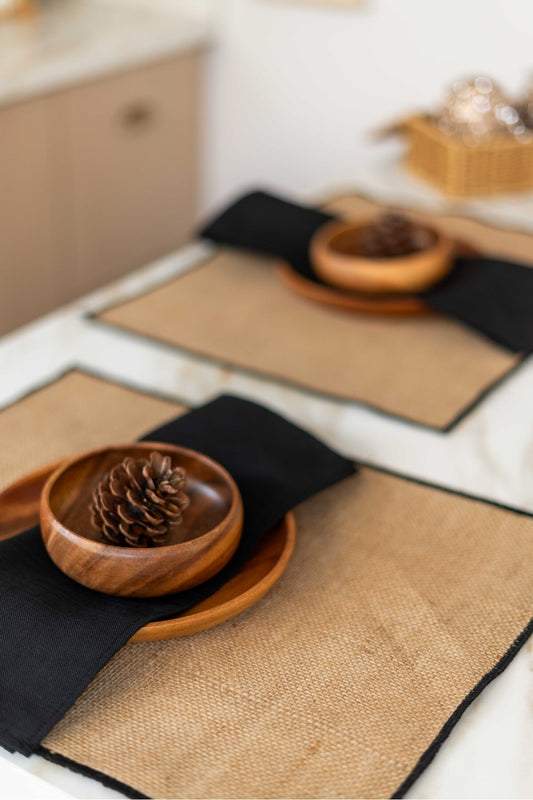 4lü %100 Keten Kumaş Siyah Peçete