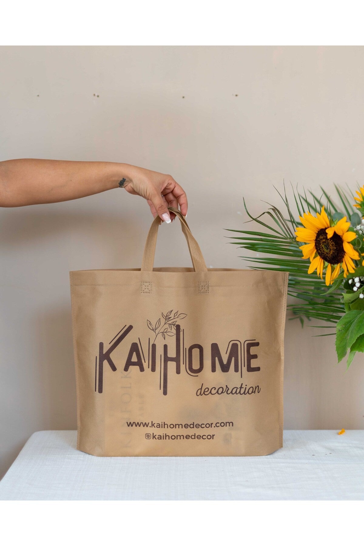 Kraft Rengi Körüklü KaiHome Bez Çanta