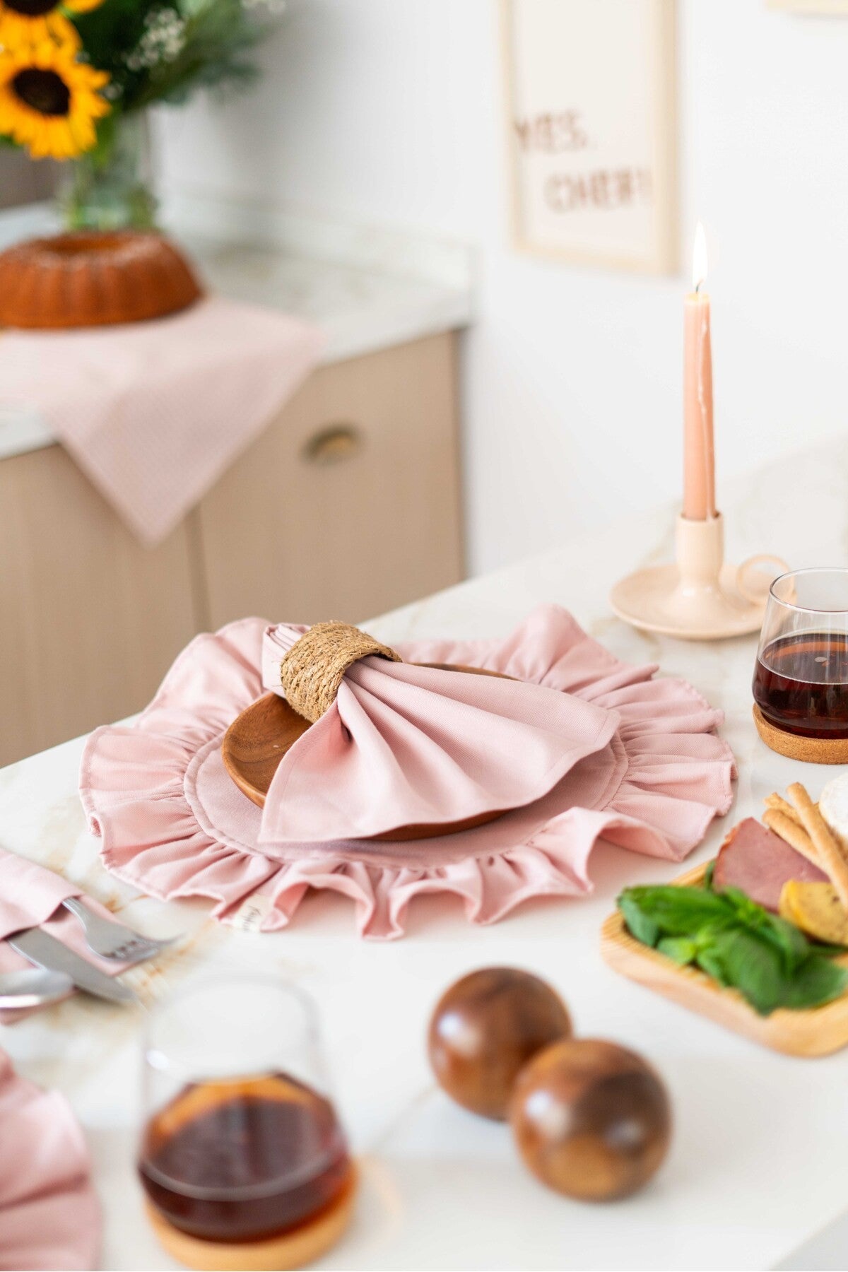 4Lü %100 Keten Kumaş Pembe Peçete