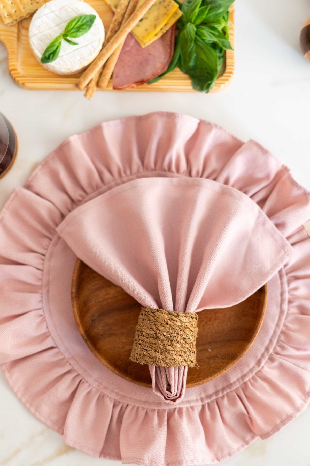 4Lü %100 Keten Kumaş Pembe Peçete