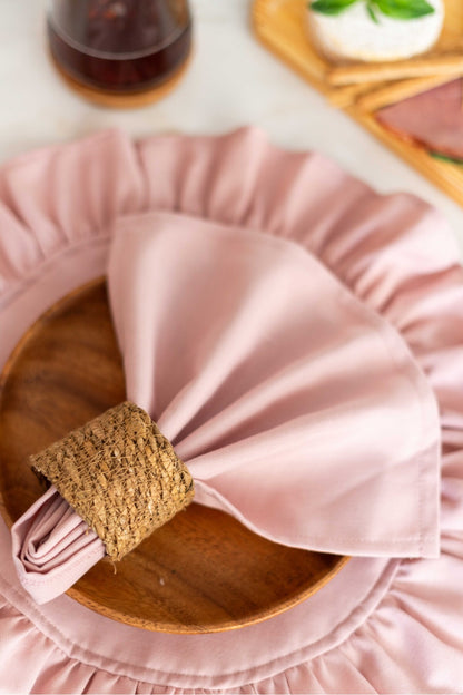 4Lü %100 Keten Kumaş Pembe Peçete