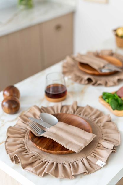 6Lı %100 Dak Keten 3 Bölmeli Kaşıklık / Çatal-Kaşık-Bıçak Kılıfı