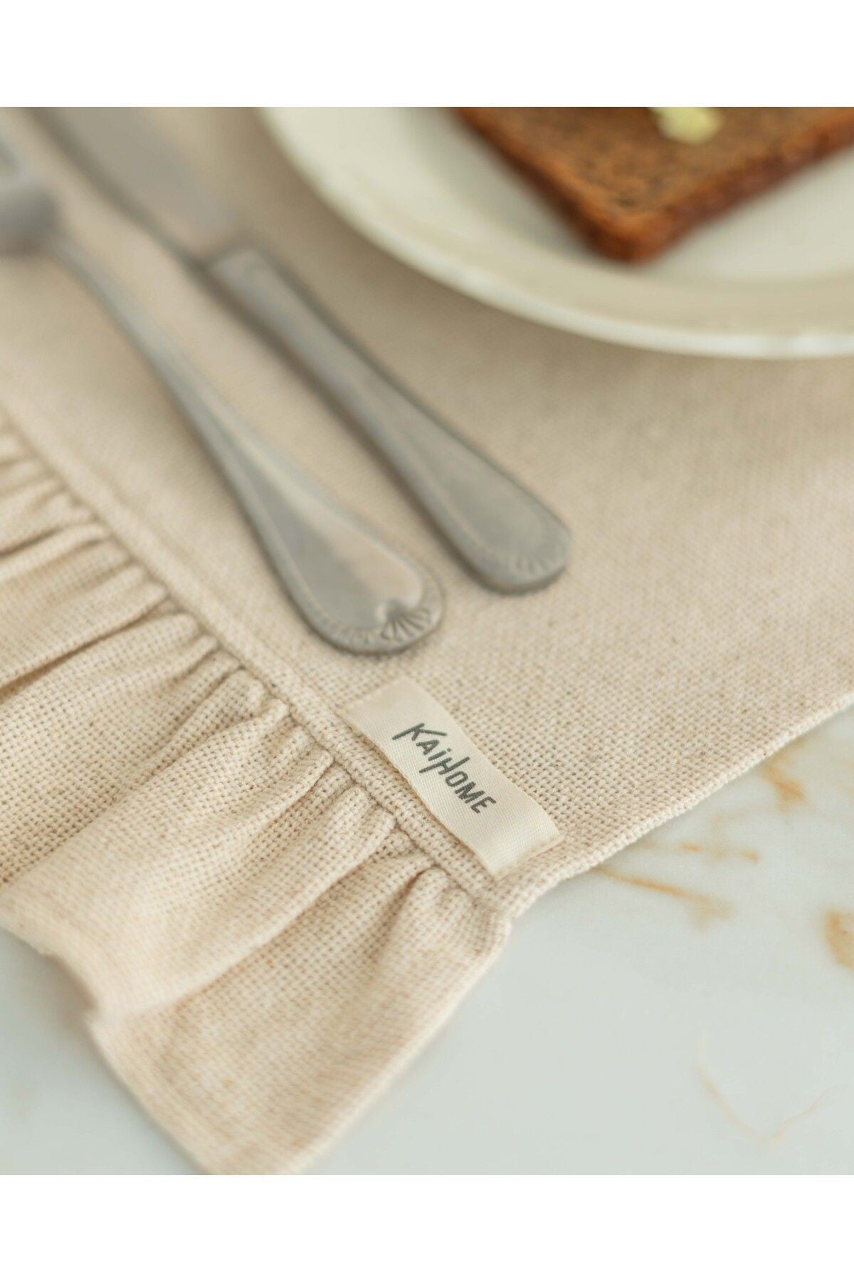 2Li Ham Keten Fırfır Detaylı Amerikan Servis/ Supla