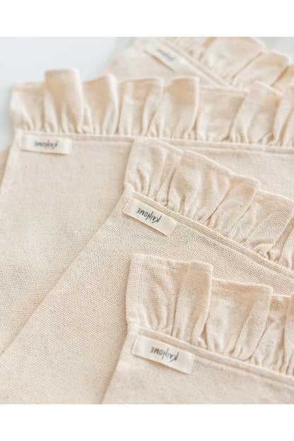 2Li Ham Keten Fırfır Detaylı Amerikan Servis/ Supla