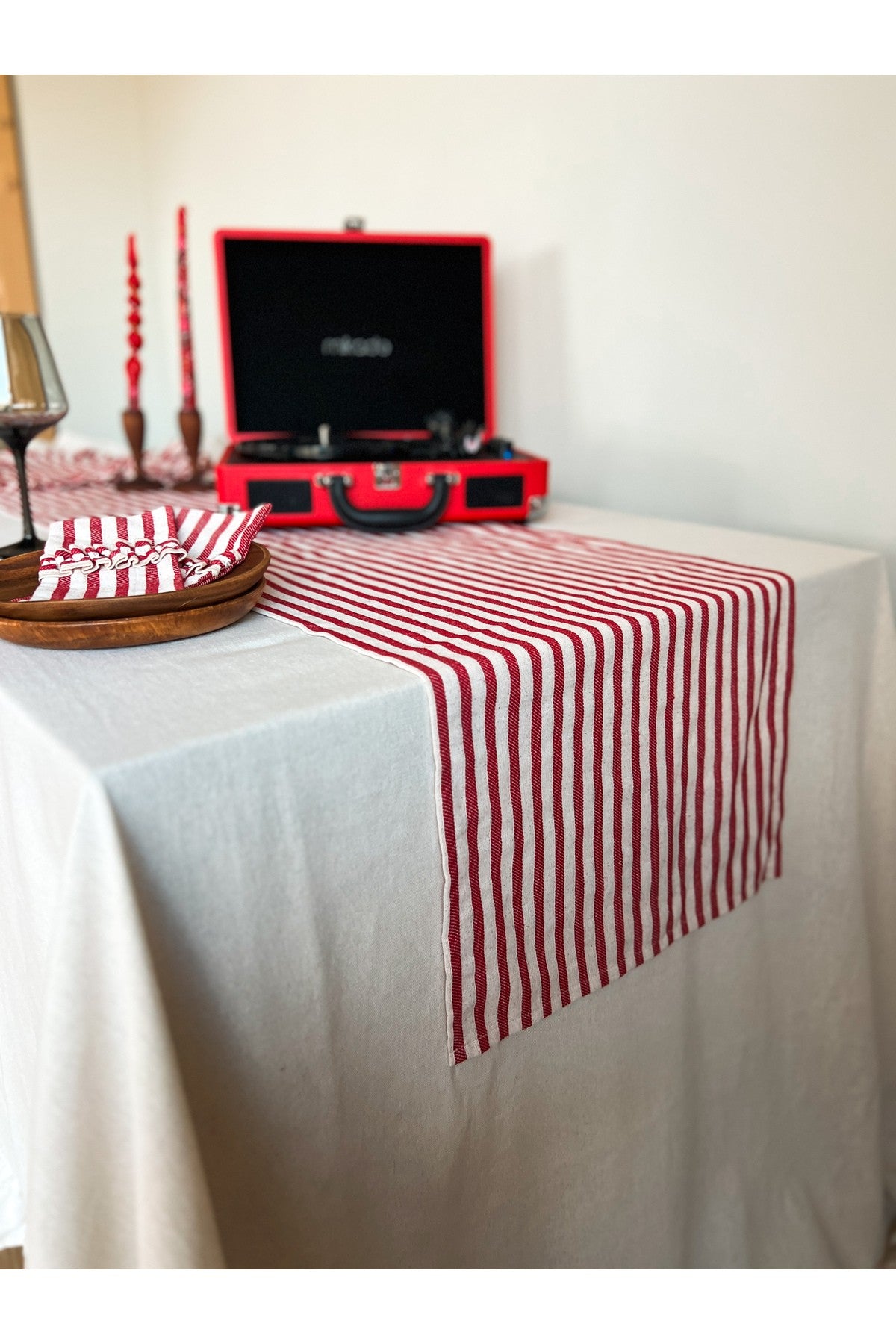 LOVELY Çizgili Keten Runner