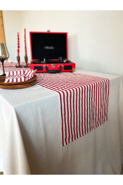 LOVELY Çizgili Keten Runner