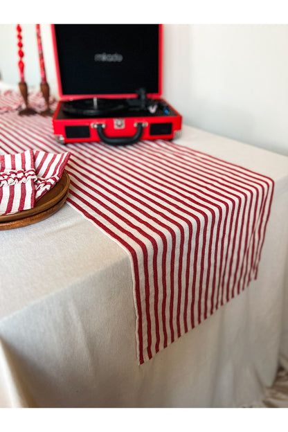 LOVELY Çizgili Keten Runner