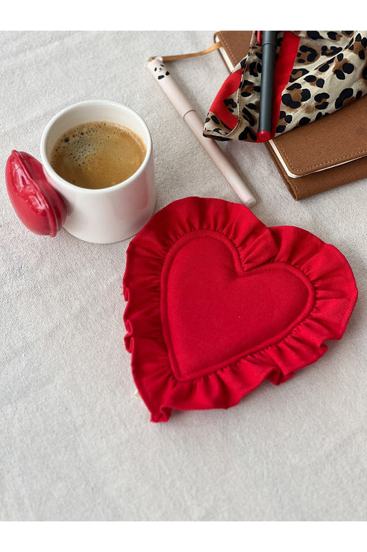 Lovely Kalp Fırfırlı Bardak Altlığı / Sunumluk