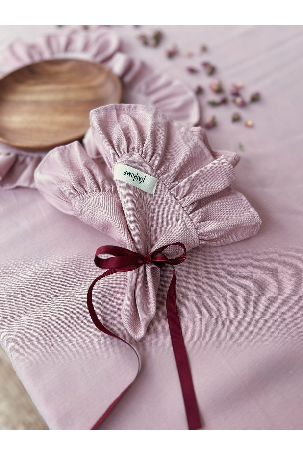 Rosy 4Lü Keten Kumaş Fırfırlı Peçete / Supla