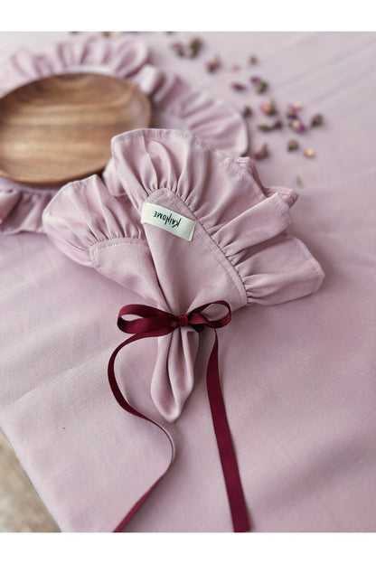 Rosy 4Lü Keten Kumaş Fırfırlı Peçete / Supla