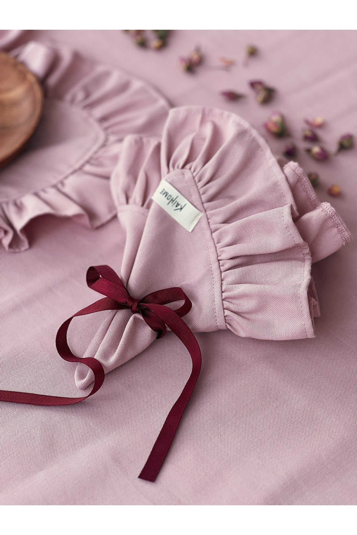 Rosy 4Lü Keten Kumaş Fırfırlı Peçete / Supla