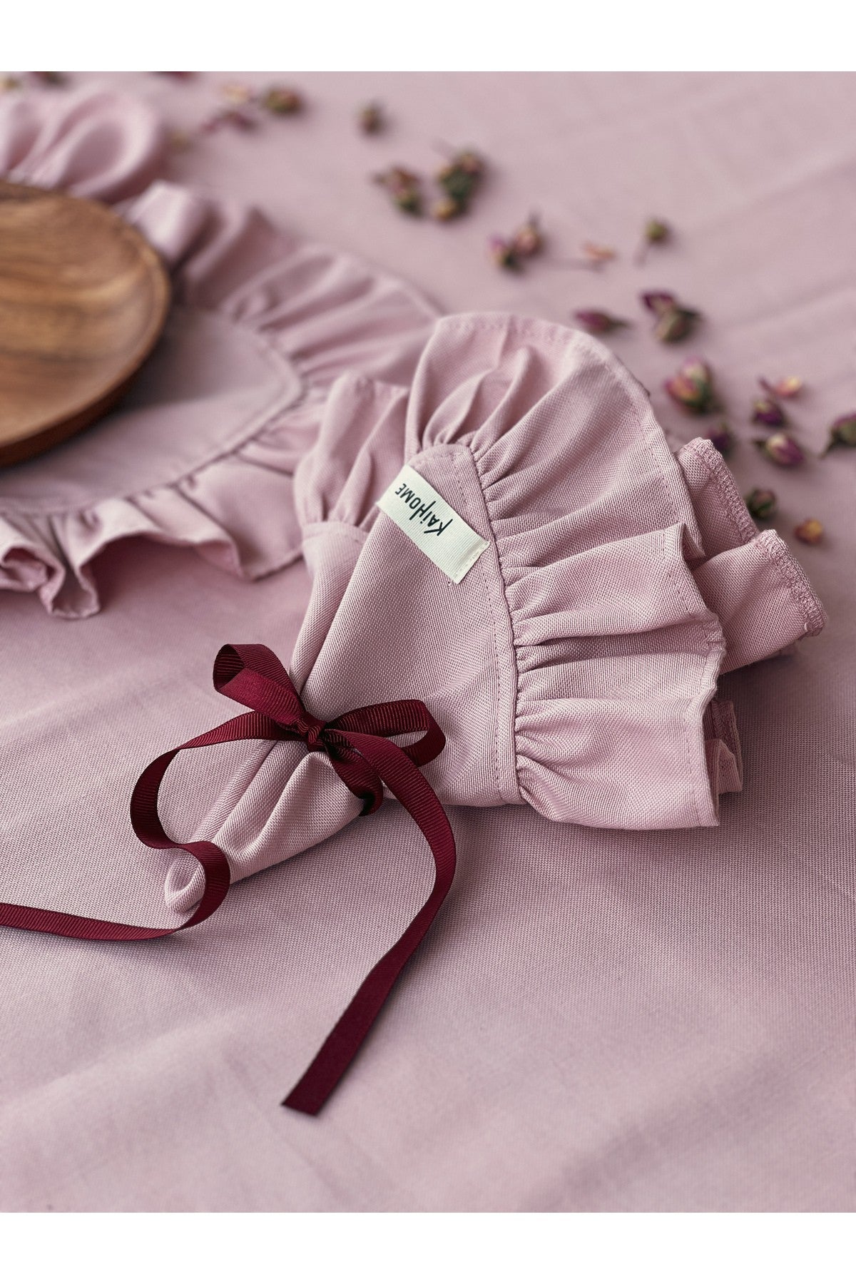 Rosy 4Lü Keten Kumaş Fırfırlı Peçete / Supla