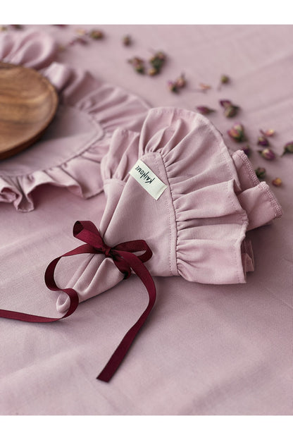 Rosy 4Lü Keten Kumaş Fırfırlı Peçete / Supla