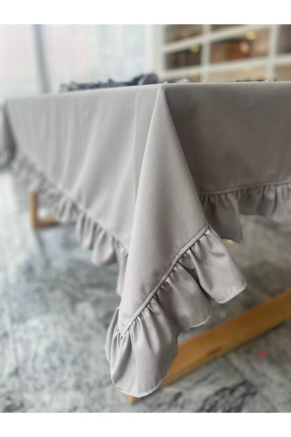 Moonlit Keten Fırfırlı Masa Örtüsü 100X100