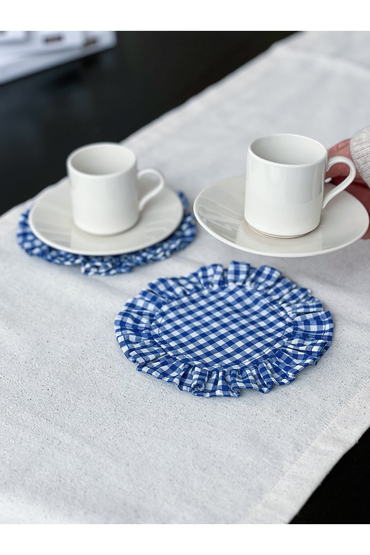 Sea Yuvarlak Fırfırlı Bardak Altlığı