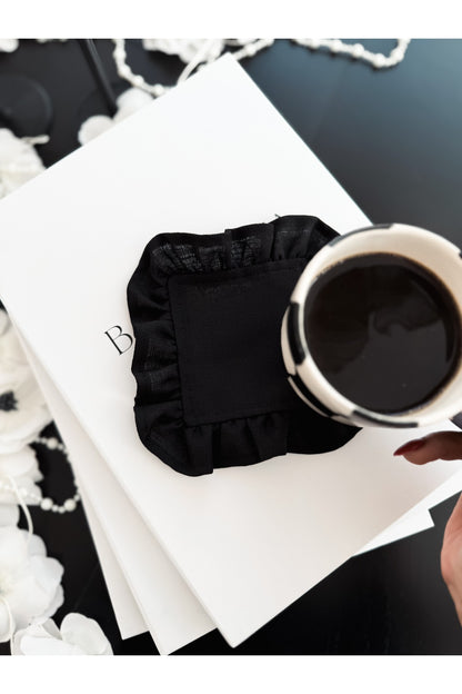 Shine Kare Fırfırlı Bardak Altlığı