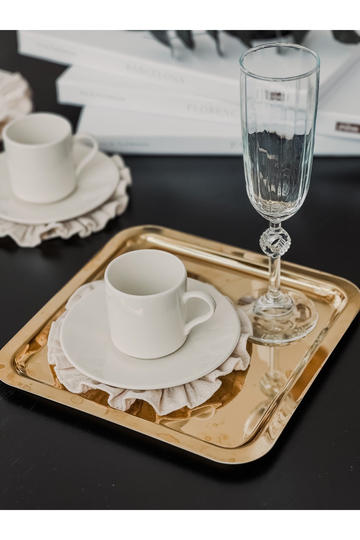 Ham Keten Fırfırlı Bardak Altlığı