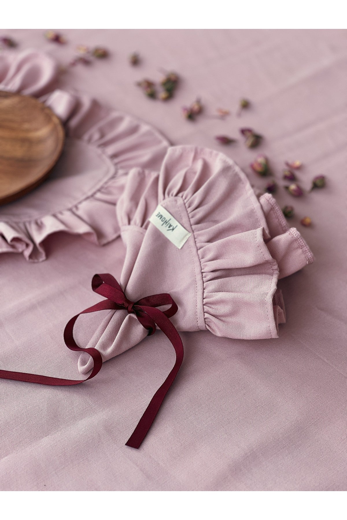 Rosy 4Lü Keten Kumaş Fırfırlı Peçete / Supla