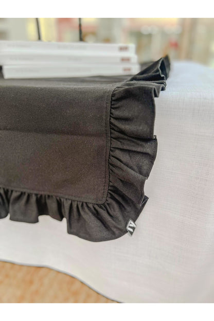 Luna Keten Heryeri Fırfırlı Dikdörtgen Runner 40X120CM