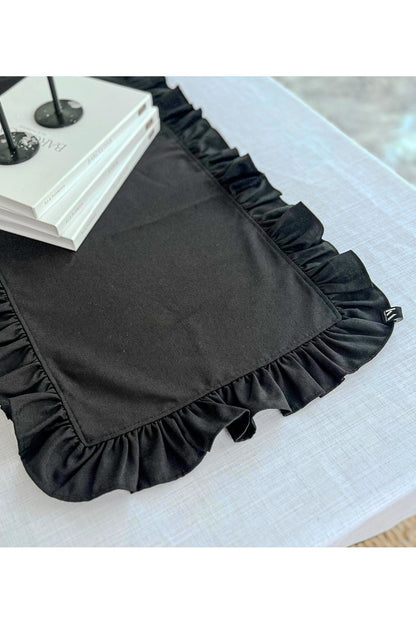 Luna Keten Heryeri Fırfırlı Dikdörtgen Runner 40X120CM