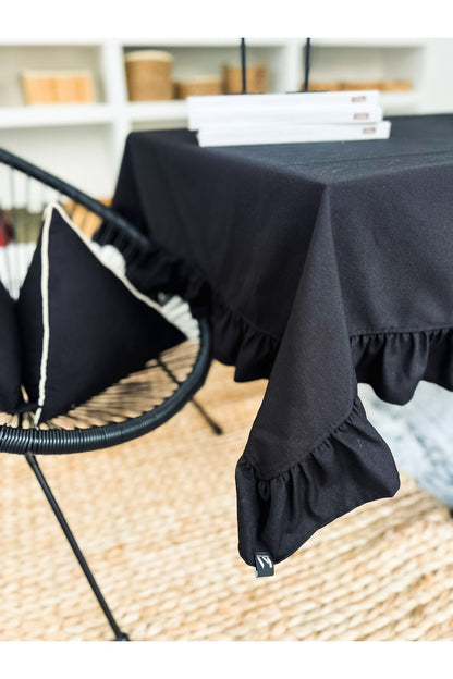 Luna Keten Fırfırlı Masa Örtüsü 100x100cm