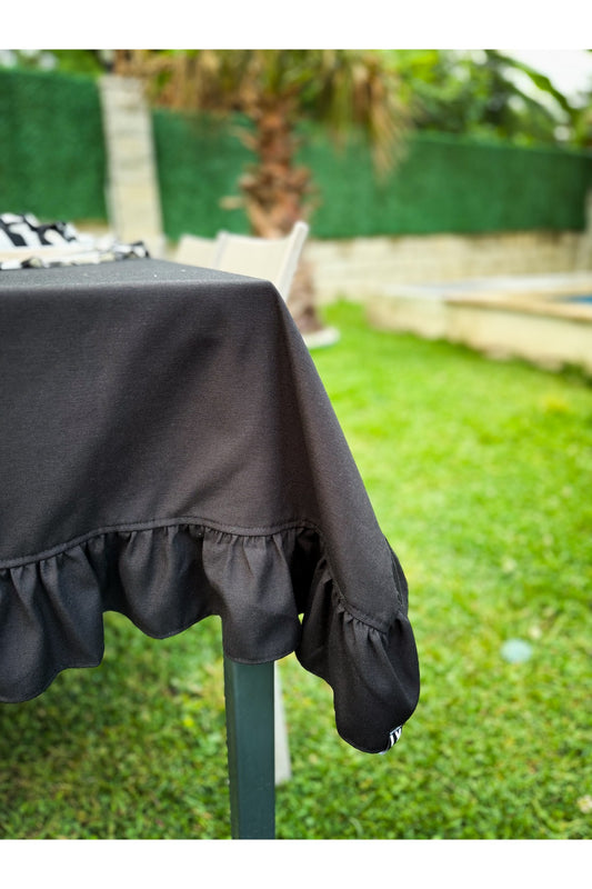 Luna Keten Fırfırlı Masa Örtüsü 100x100cm