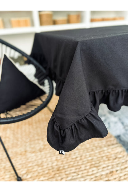 Luna Keten Fırfırlı Masa Örtüsü 100x100cm