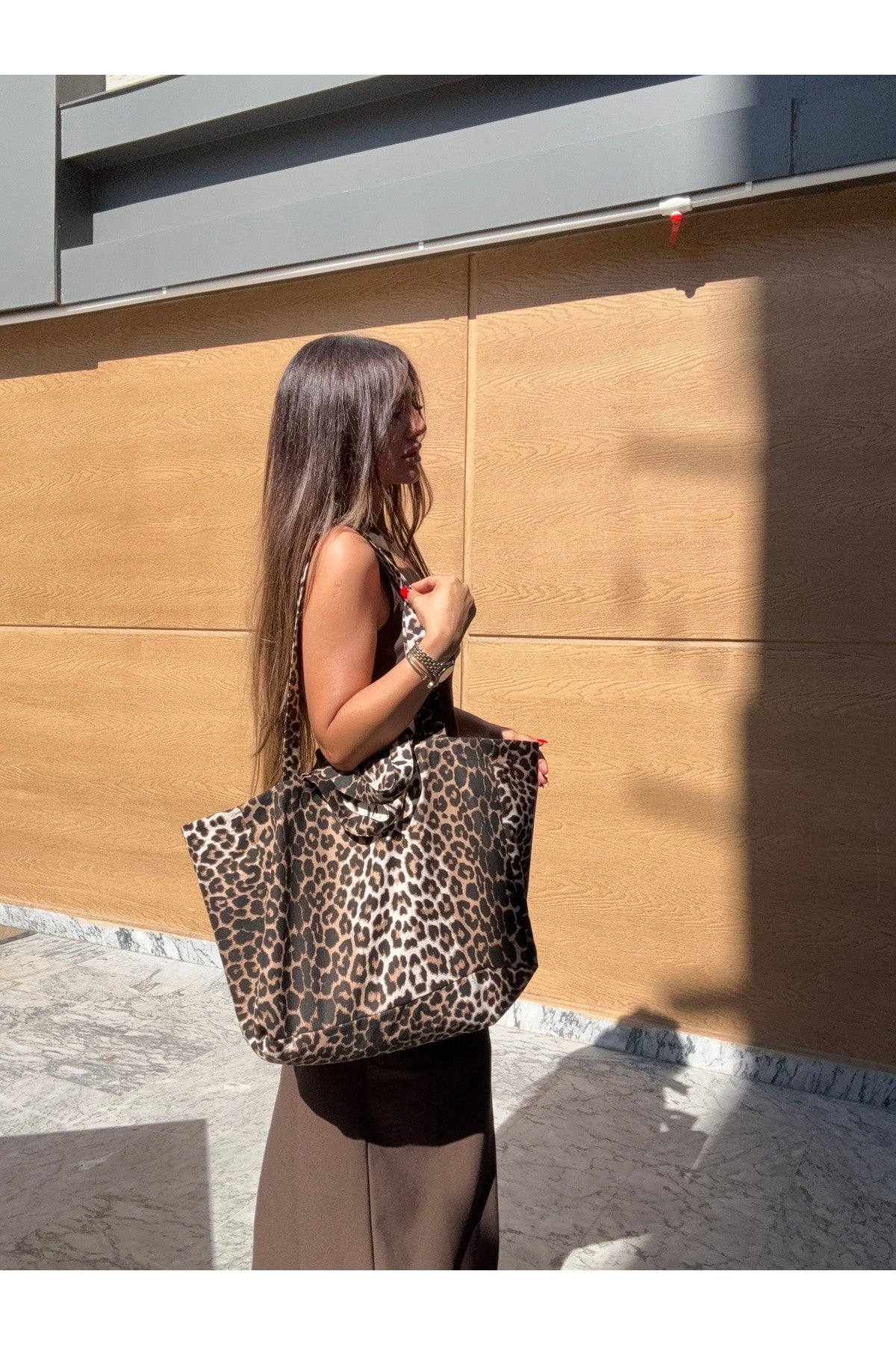 Leopard Büyük Boy Shopper Çanta
