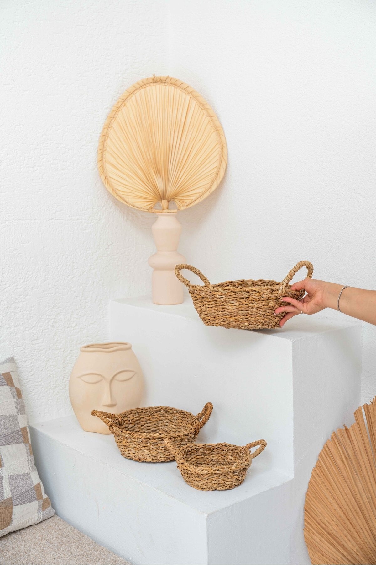 Hasır 3lü Sepet/düzenleyici/banyo Düzenleyici