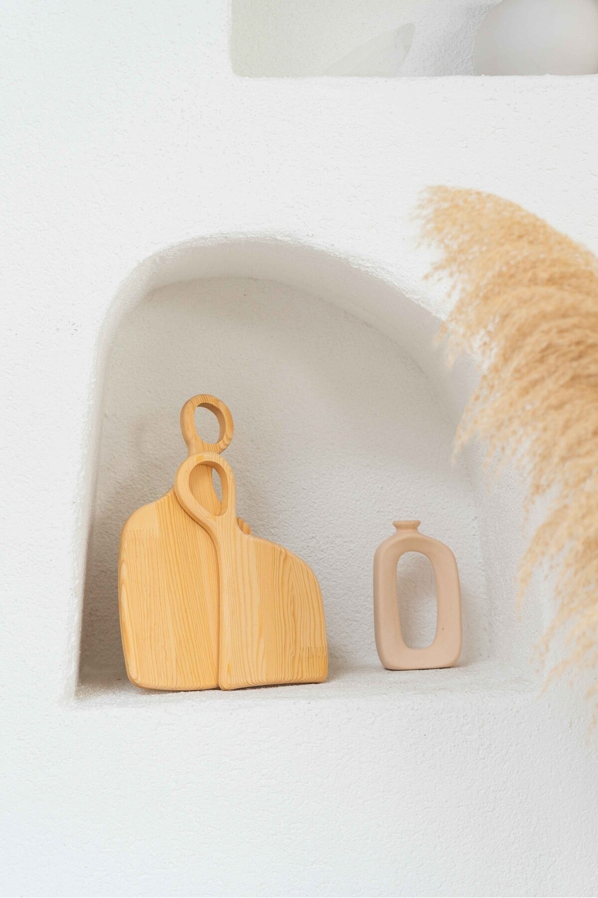 2li Dekoratif Ahşap Kesme Tahtası / Sunum Tahtası Koyu Renk