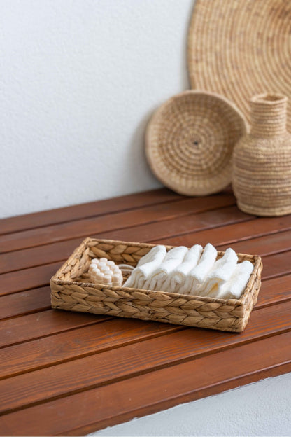 Hasır Su Sümbülü Dikdörtgen Altlık/Sunumluk/Mum Tabağı