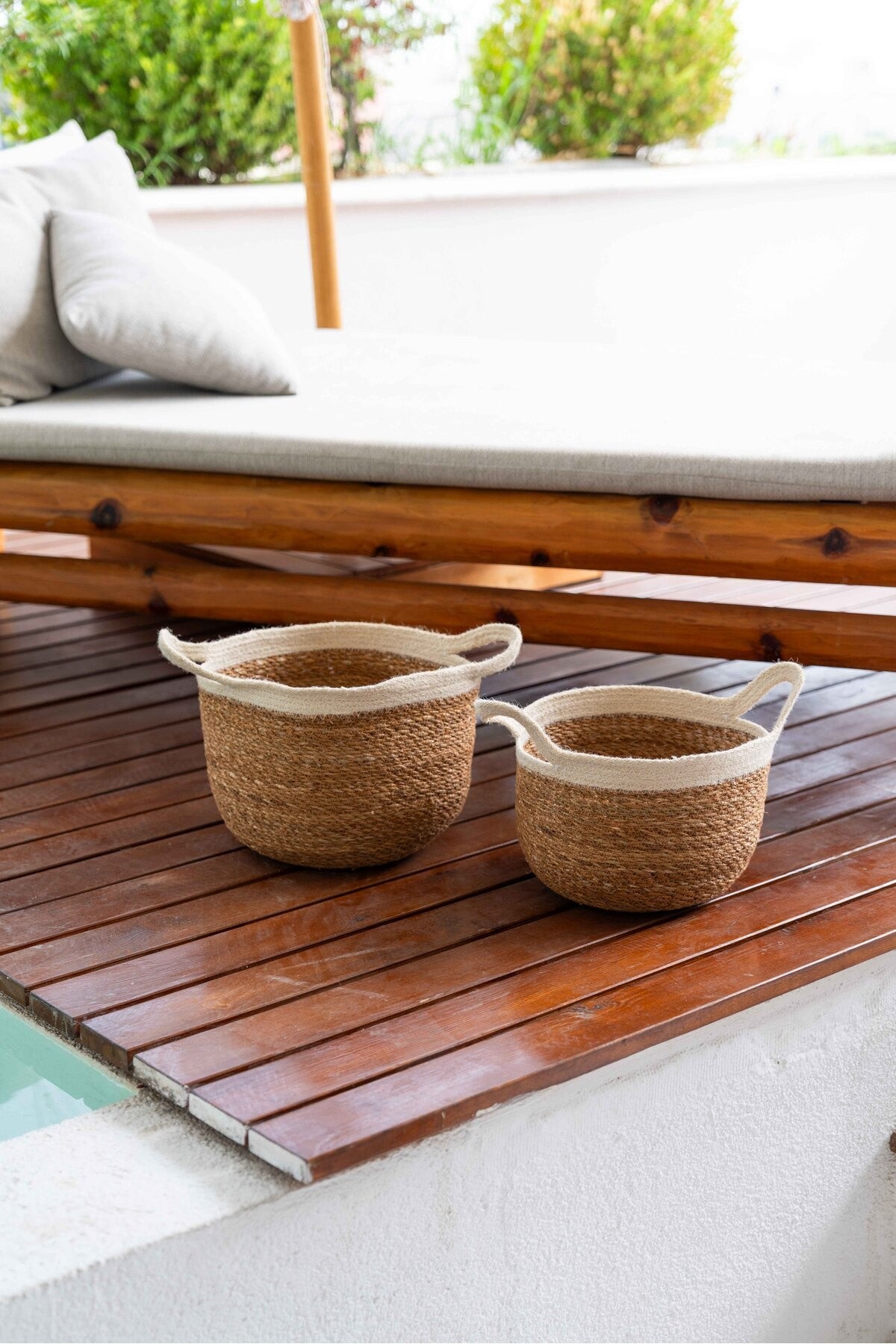 Dekoratif Çok Amaçlı Büyük Boy Hasır Sepet/saksılık/düzenleyici