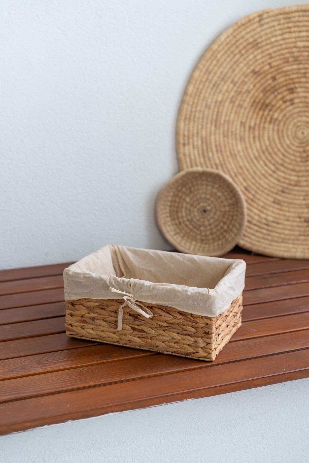 Doğal Hasır İç Korumalı 3’lü Organizer Sepet Seti – Dolap, Banyo, Mutfak ve Salon Düzenleyici