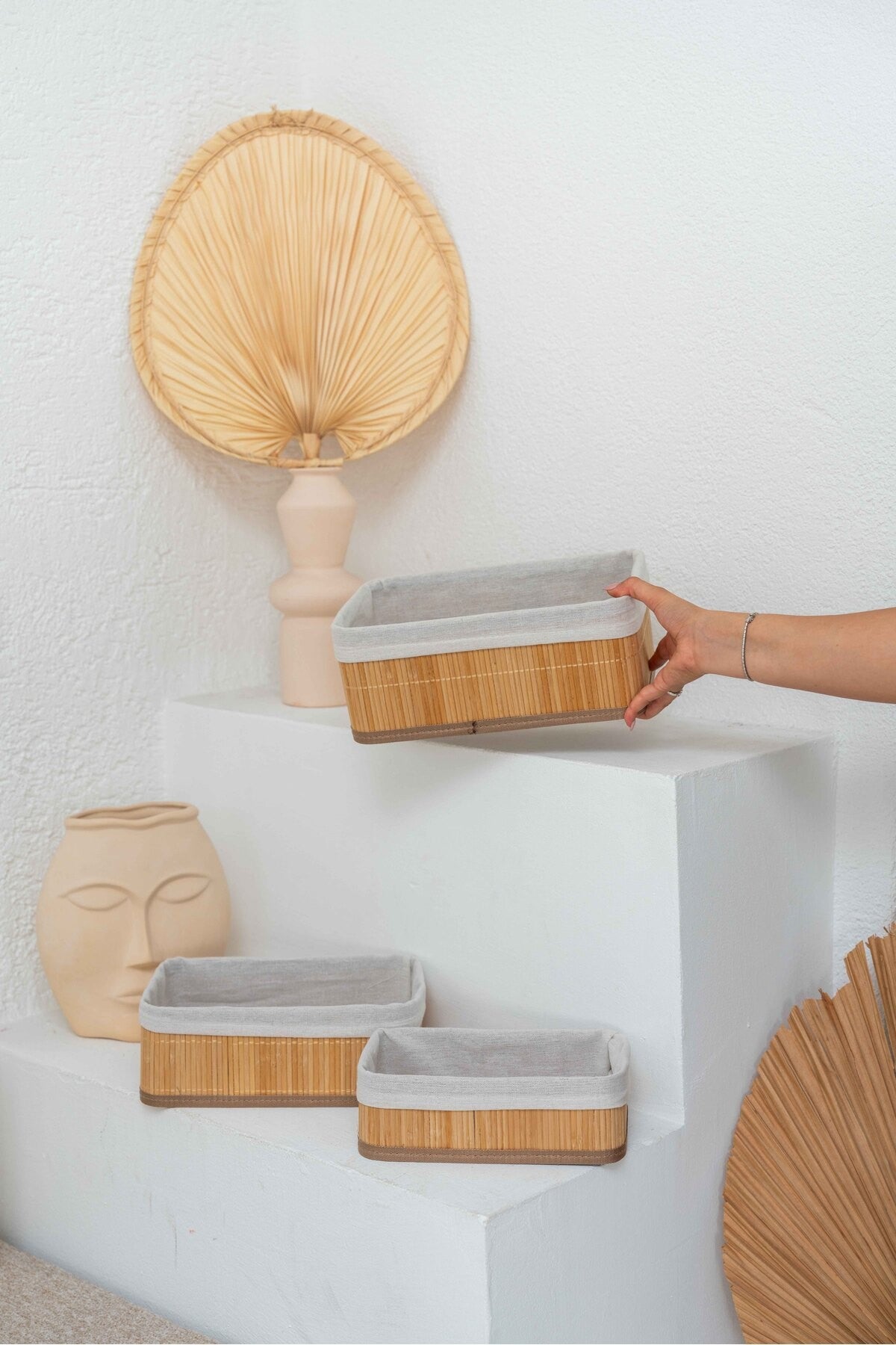 Bambu Çok Amaçlı 3'lü Sepet/Düzenleyici/Organizer