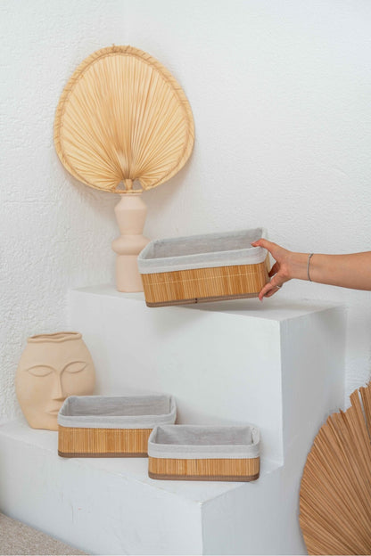 Bambu Çok Amaçlı 3'lü Sepet/Düzenleyici/Organizer