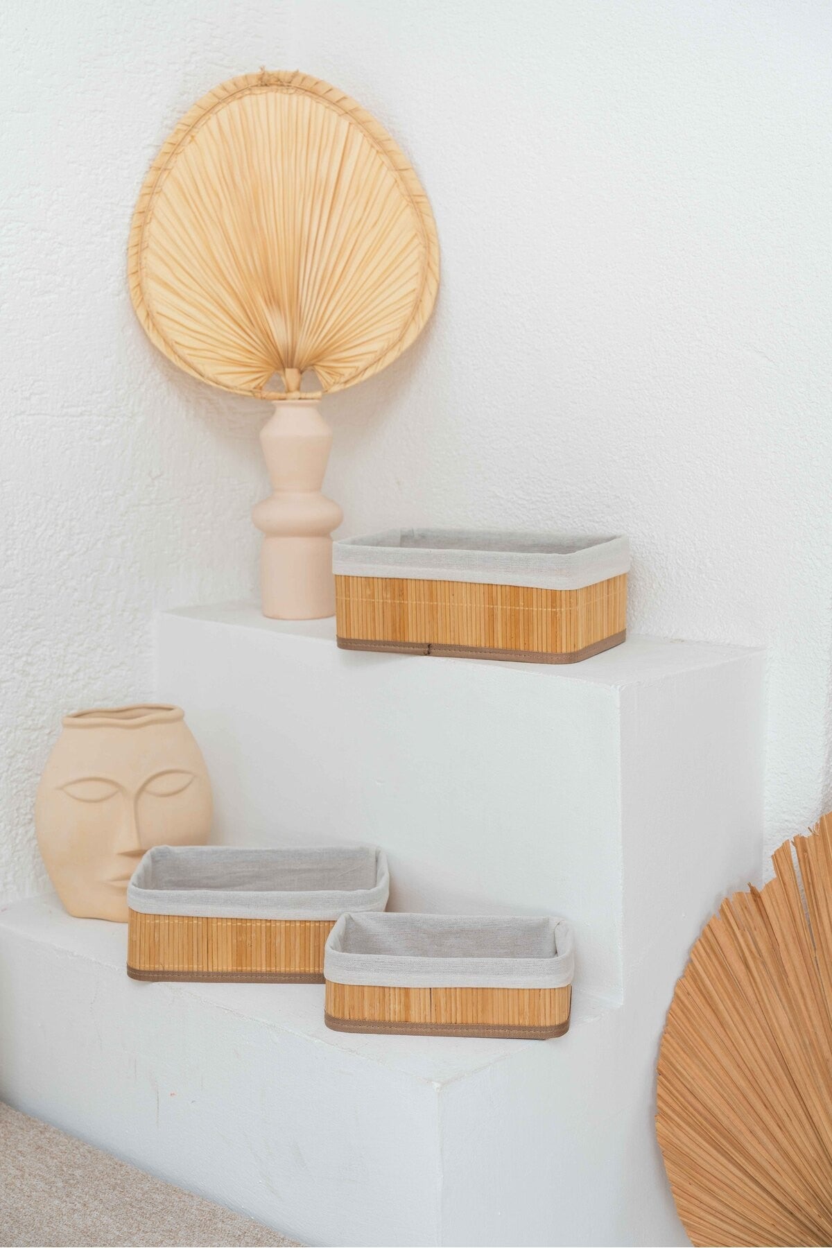 Bambu Çok Amaçlı 3'lü Sepet/Düzenleyici/Organizer