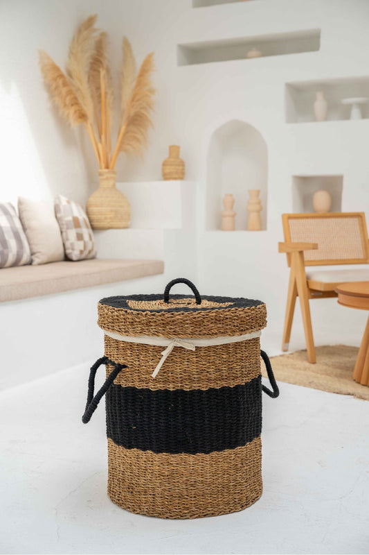 Hasır Kapaklı Ve Kulplu Büyük Boy Çamaşır Sepeti/düzenleyici